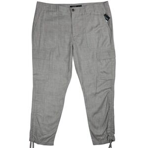 NWT LRL Ralph Lauren Drapey Utility Cargo Pants Size‎ 16 Gray Ruched Tie Hem